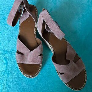 Franco Sarto Pellia Pink Suede Espadrille Sandal Ankle Strap Size 8.5